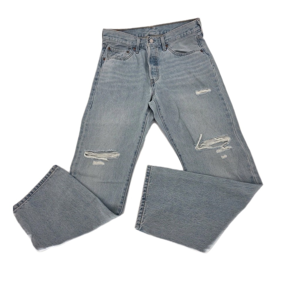Levi 501 Jeans Womens 32X30 Distressed Blue Denim Premium‎ Cotton Premium